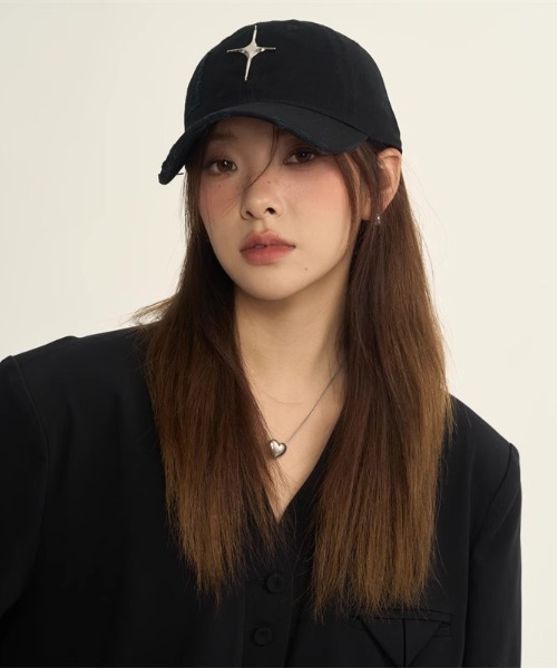 lilful キャップ 帽子 シルバートゥインクルモチーフ ダメージ加工