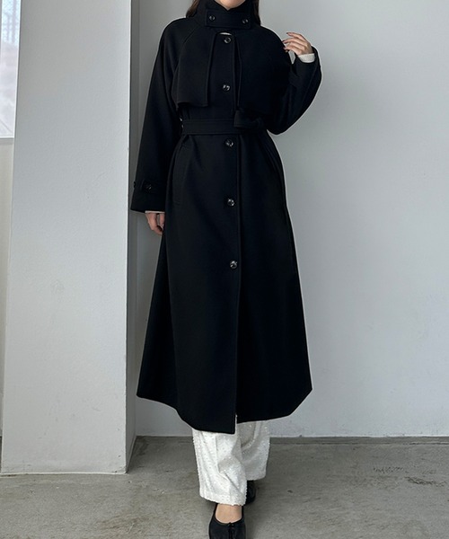 「Louere」 ステンカラーコート SMALL ブラック レディース_画像2