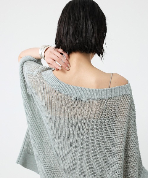 BABYLONE ペーパーフレンチ袖プルオーバー　チャコール BABYLONE tシャツ ペーパーフレンチ袖プルオーバー レディース