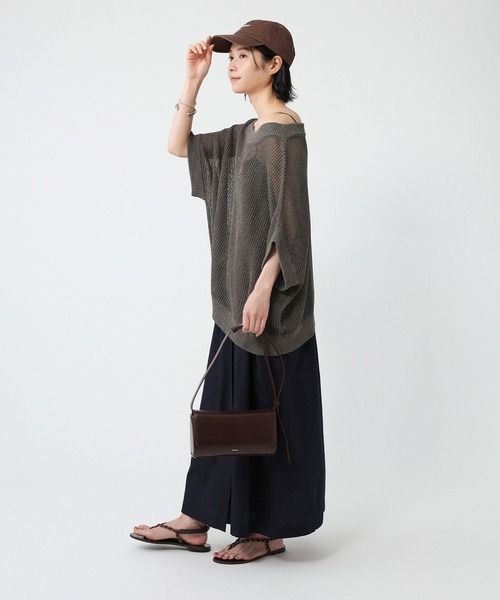 BABYLONE ペーパーフレンチ袖プルオーバー　チャコール BABYLONE tシャツ ペーパーフレンチ袖プルオーバー レディース