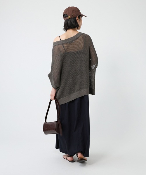 BABYLONE ペーパーフレンチ袖プルオーバー　チャコール BABYLONE tシャツ ペーパーフレンチ袖プルオーバー レディース