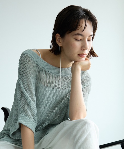 BABYLONE ペーパーフレンチ袖プルオーバー　チャコール BABYLONE tシャツ ペーパーフレンチ袖プルオーバー レディース