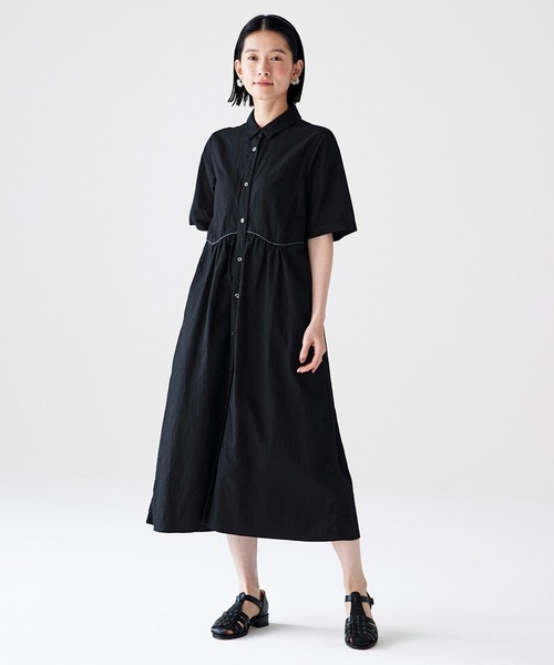 「Sunny clouds」 半袖ワンピース LARGE ブラック レディース_画像3