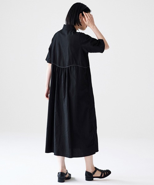 「Sunny clouds」 半袖ワンピース LARGE ブラック レディース_画像4