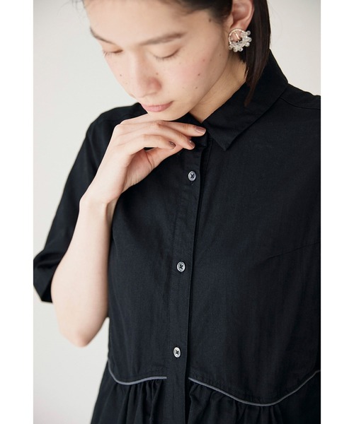 「Sunny clouds」 半袖ワンピース LARGE ブラック レディース_画像8