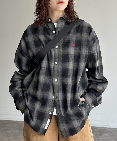 「U.S. POLO ASSN.」 長(zhǎng)袖シャツ LARGE サックスブルー レディース