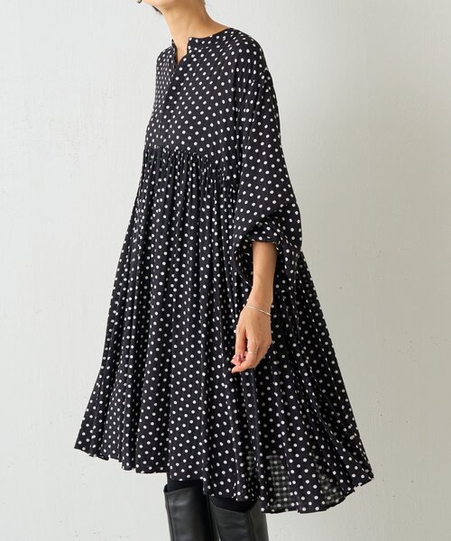 未使用タグ付 BEARDSLEY ドットギャザーチュニック BEARDSLEY ブラウス シャツ ドットギャザーチュニック