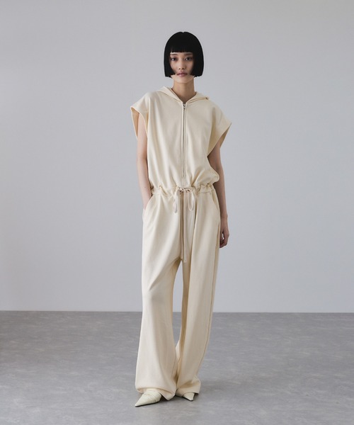 アダムエロペ　裏毛フーディロンパース　新品　アイボリー　木なり ADAM ET ROPE' オールインワン 裏毛フーディロンパース レディース