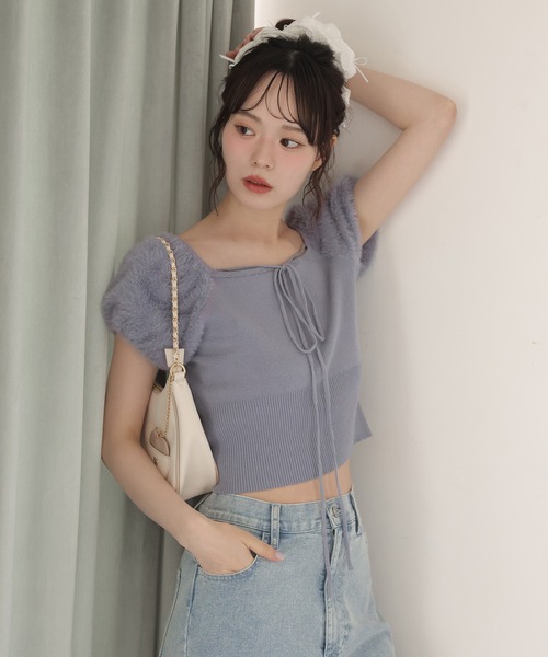 one after another NICE CLAUP ニット セーター フェザードッキング