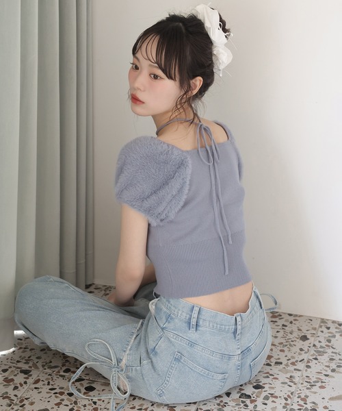 one after another NICE CLAUP ニット セーター フェザードッキング