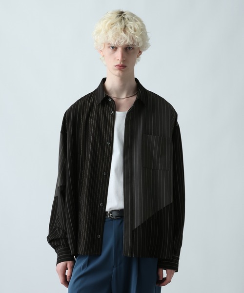 HARE/セットアップ/サイコウチクワイドトラウザー/ストライプシャツ HARE（ハレ） シャツ 「一部カラーSET UP対応」サイコウチクストライプ