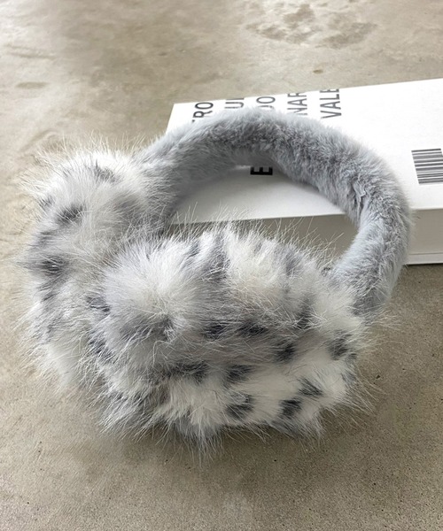 rire 耳当て イヤーマフ ヒョウ柄イヤーマフラー レディース