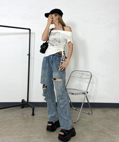 「non-hedge」 半袖カットソー FREE ブラック レディース_画像2