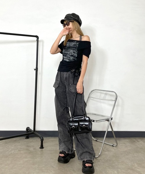 「non-hedge」 半袖カットソー FREE ブラック レディース_画像8