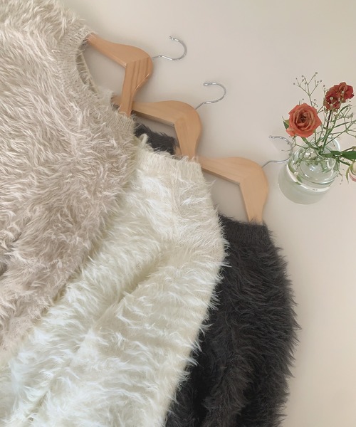 LAUIR（ラウアー） ニット セーター バックリボンシャギーニット