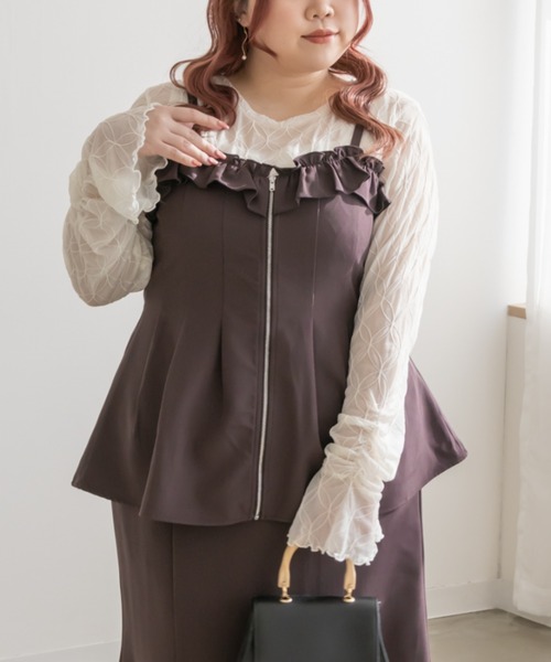「CLETTE」 キャミソールブラウス 3L ブラック レディース_画像4