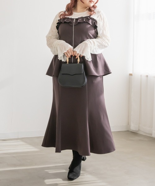 「CLETTE」 キャミソールブラウス 3L ブラック レディース_画像6