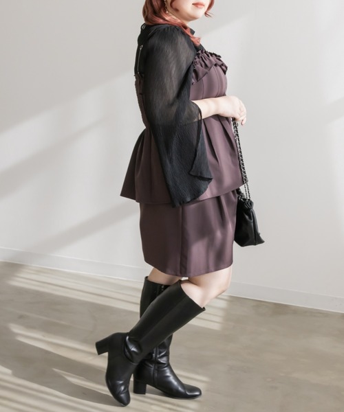 「CLETTE」 キャミソールブラウス 3L ブラック レディース_画像8