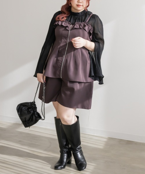 「CLETTE」 キャミソールブラウス 3L ブラック レディース_画像9