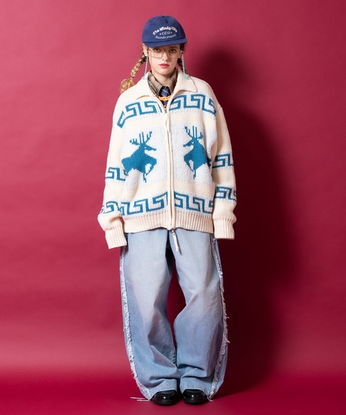 セーター ニット a.p.o.v. ノルディックトナカイ柄カウチンニット