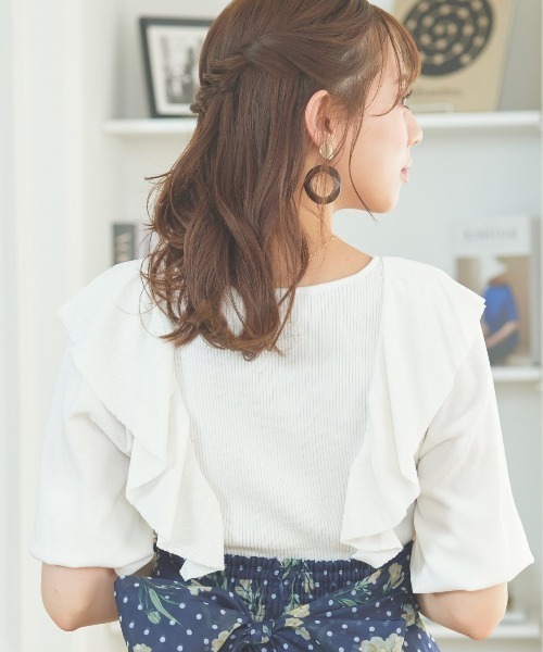 「WILLSELECTION」 半袖ニット MEDIUM オフホワイト レディース_画像4