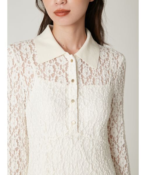 FRAY I.D（フレイ・アイディー） ワンピース ストレッチレースポロ