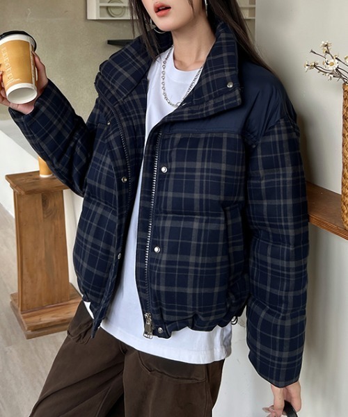 Ladies　防風切替ジャケット　リバーチェック　ブラック Ladies 防風切替ジャケット リバーチェック ブラック Ladies 防風切替