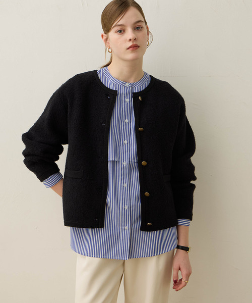 LE SOUK HOLIDAY（ルスークホリデー） カーディガン ノーカラーニット