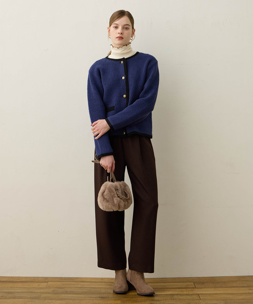 LE SOUK HOLIDAY（ルスークホリデー） カーディガン ノーカラーニット