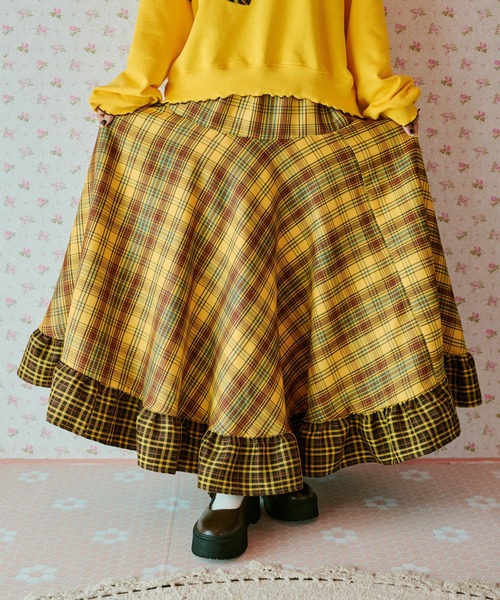 フラメンコスカート イエローとブラウンのドット柄 フラメンコ スカート イエロー ブラウン ドット - メルカリ