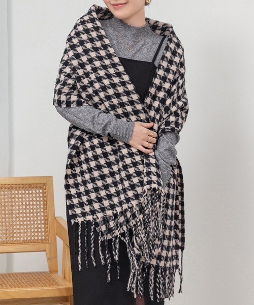 DAY CLOSET ストール マフラー 「180×68cm大判/ひざ掛け」千鳥格子