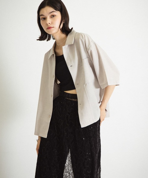「SENSE OF PLACE by URBAN RESEARCH」 半袖シャツ MEDIUM チャコールグレー メンズ_画像3