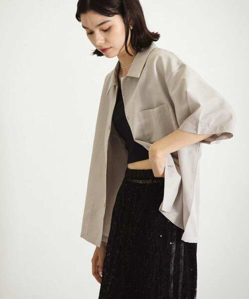 「SENSE OF PLACE by URBAN RESEARCH」 半袖シャツ MEDIUM チャコールグレー メンズ_画像4
