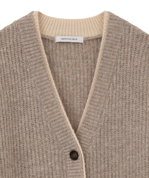 AMERICAN HOLIC カーディガン【Freeサイズ】 ロング 韓国 レイヤードライクロングカーディガン/AMERICAN HOLIC（アメリカン