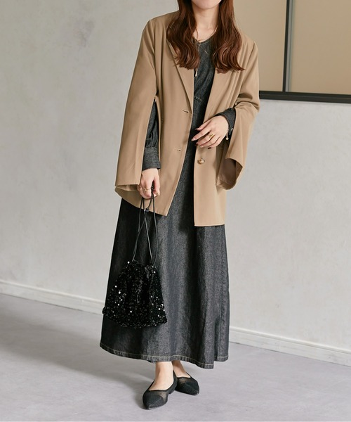 「Thevon」 長袖ワンピース MEDIUM アイボリー レディース_画像7