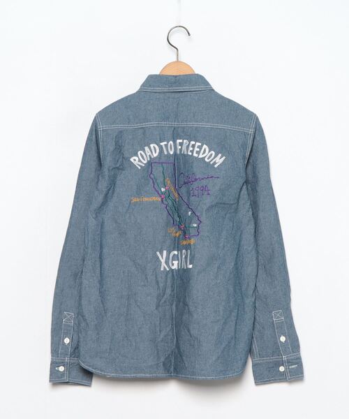 「X-girl」 長袖シャツ 2 ブルー レディース_画像2