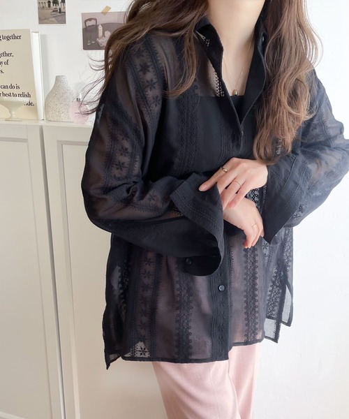 「Java」 長袖シャツ LARGE ホワイト レディース_画像9