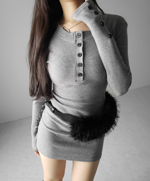 Mmeeme ミニワンピース グレー me+em select（ミームセレクト） ワンピース : ZOZOTOWN Yahoo!店