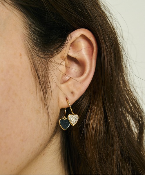LENERA（レネラ） ピアス 大粒ハートチャーム 2連フープピアス