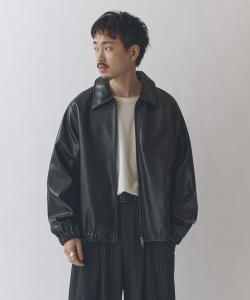 Lui's(ルイス) シンセティックレザーブルゾン Lui's（ルイス） ブルゾン アウター モダンシンセテックレザーブルゾン