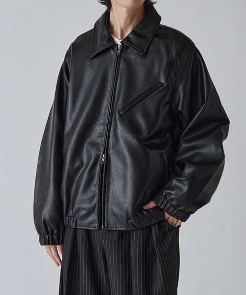 Lui's レザージャケット　ブラック Lui's（ルイス） ブルゾン アウター モダンシンセテックレザーブルゾン