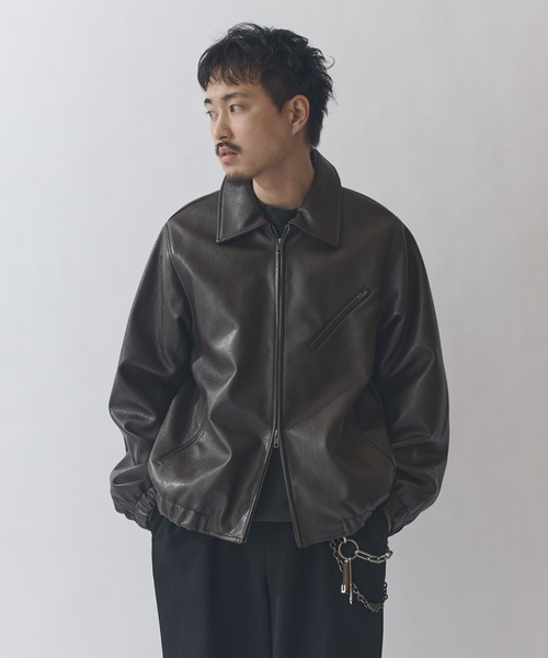 Lui's(ルイス) シンセティックレザーブルゾン Lui's（ルイス） ブルゾン アウター モダンシンセテックレザーブルゾン