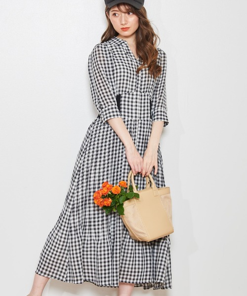 「NOELA」 半袖ワンピース S グレー レディース_画像4