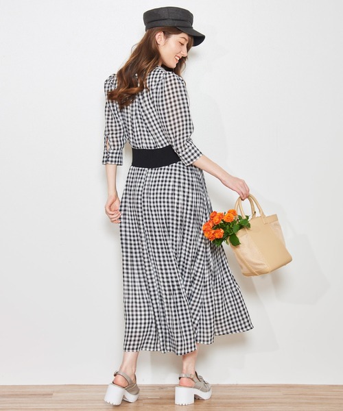 「NOELA」 半袖ワンピース S グレー レディース_画像6
