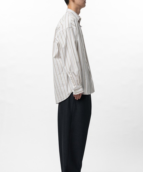 in・stru（men-tal）. シャツ Cotton High Density Stripe Long-sleeve