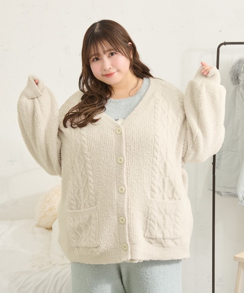 【新品未使用】coyseio カーディガン 長袖 アイボリー Louiosy（ルオシー） カーディガン 「大きいサイズ」フラッフィー