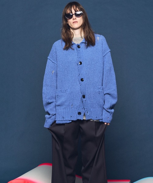 【MAISON SPECIAL】 青 カーディガン カットソー MAISON SPECIAL（メゾンスペシャル） カーディガン メンズ レディース