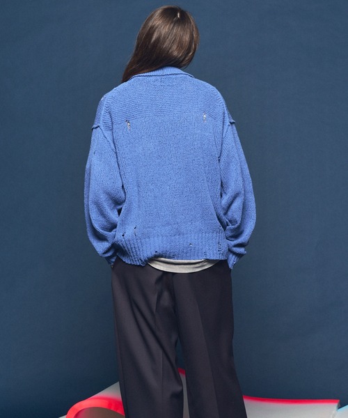 【MAISON SPECIAL】 青 カーディガン カットソー MAISON SPECIAL（メゾンスペシャル） カーディガン メンズ レディース