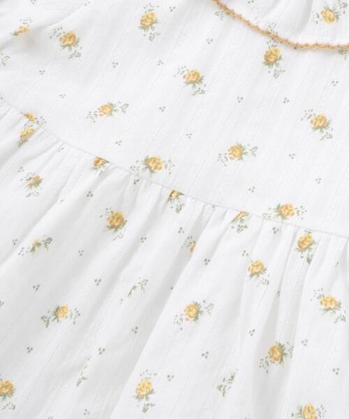 ベビー 「お揃い」花柄フリルカラーパフスリーブワンピースの画像