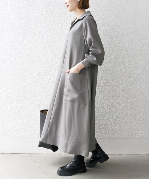 「SHIPS any」 長袖ワンピース ONE SIZE グレー レディースの画像